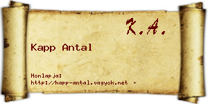 Kapp Antal névjegykártya